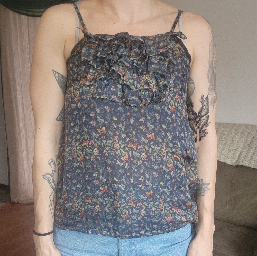 Sugarlips Silk Butterfly Print Tank Top Size Small
